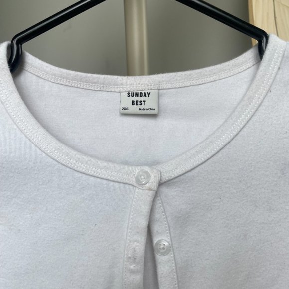 Aritzia/Sunday Best Button Up White Cardigan Top - Picture 2 of 2